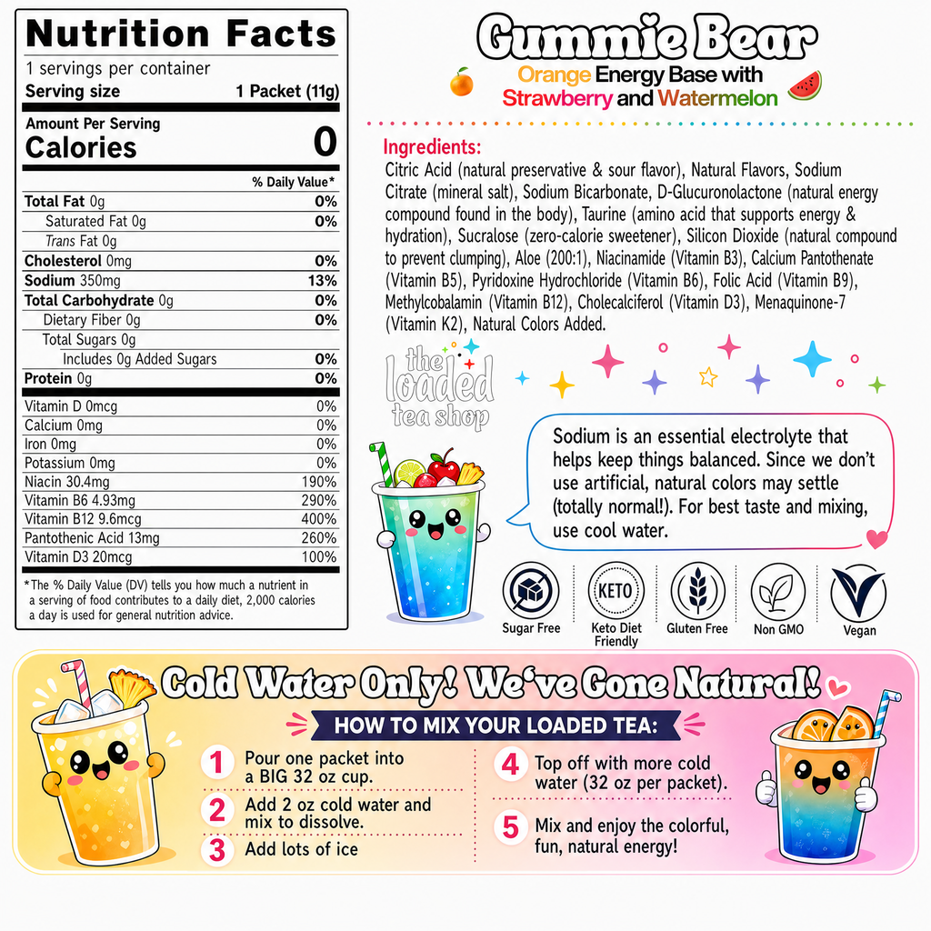 50 Case Gummie Bear (Caffeine- Free) - Tea joins your active day.