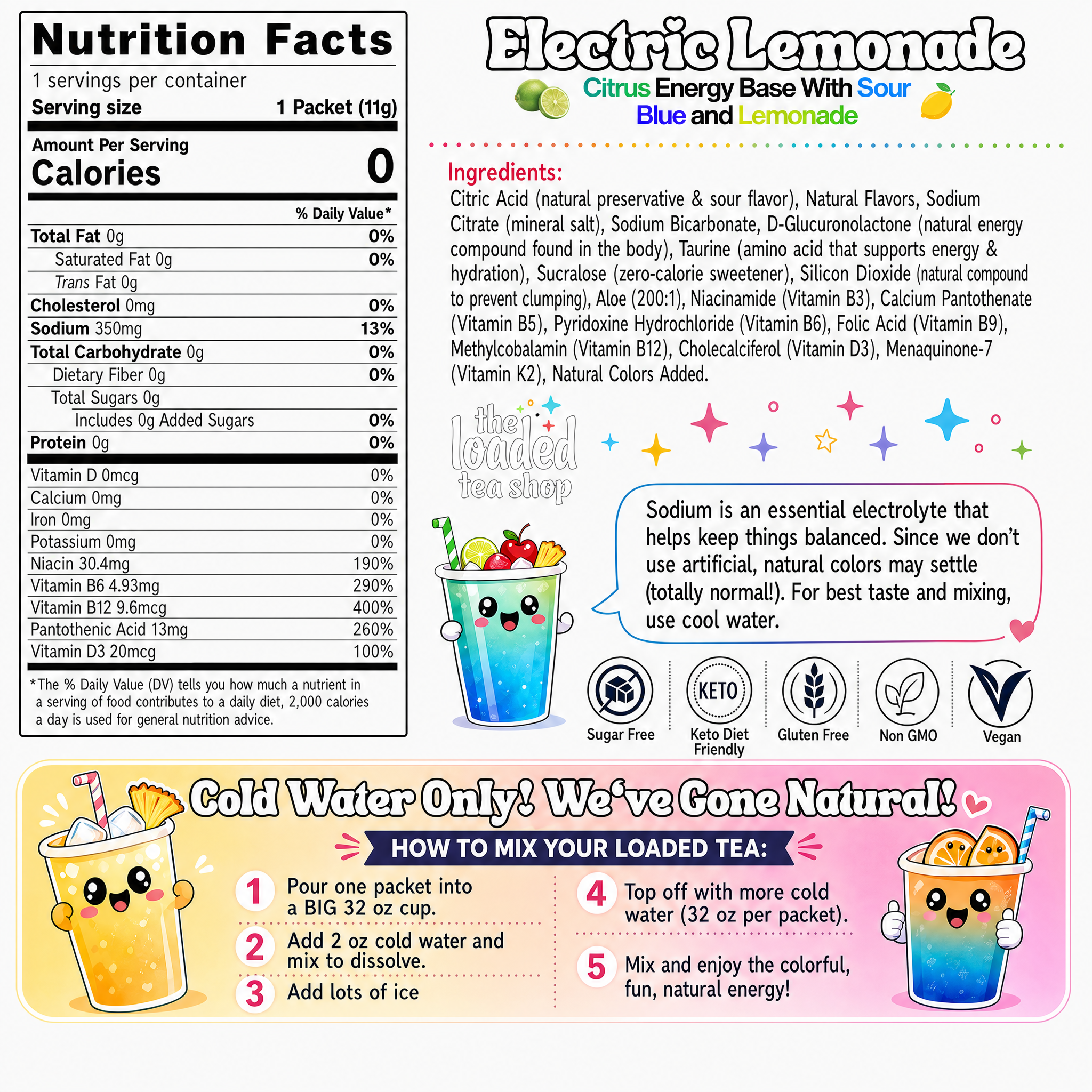 Electric Lemonade (Caffeine-Free) - Pick your flavor lineup.