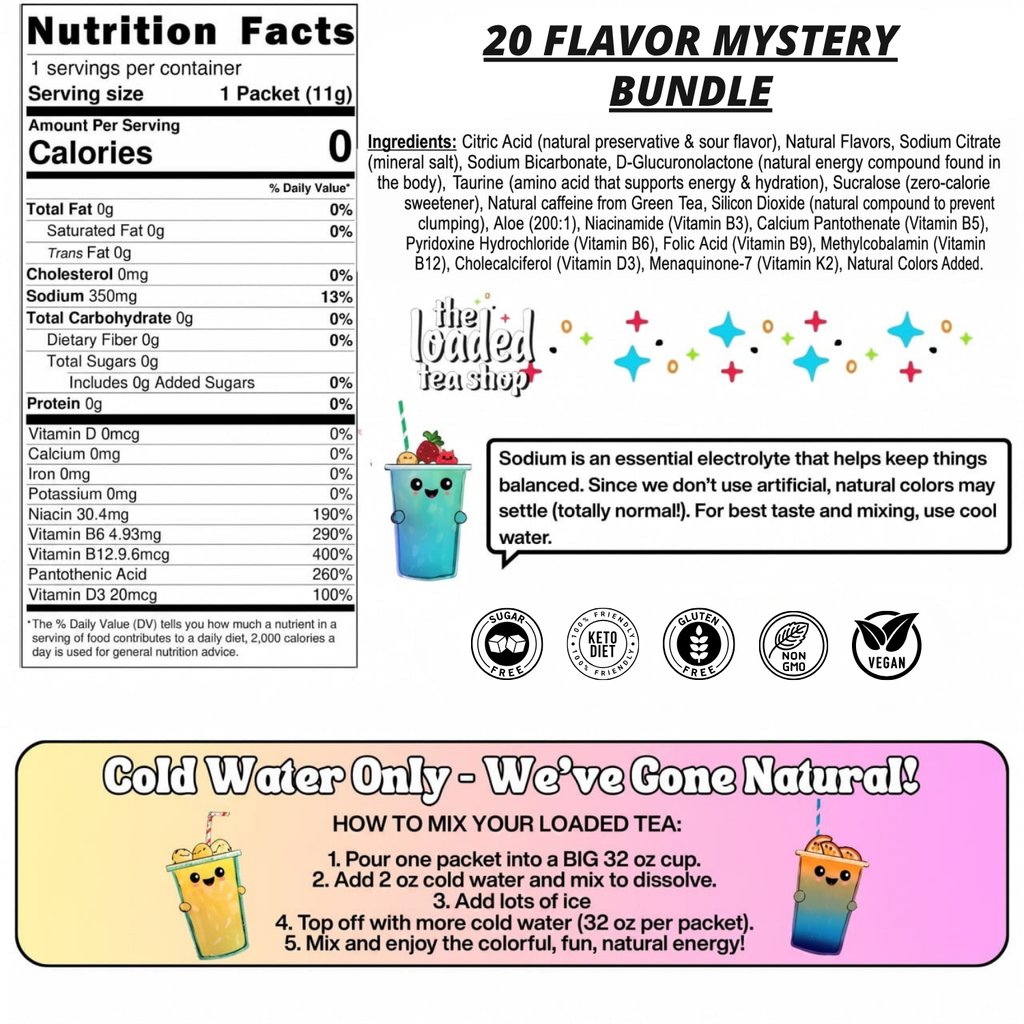 20 Flavor Mystery Bundle - Pack tea for the trip.